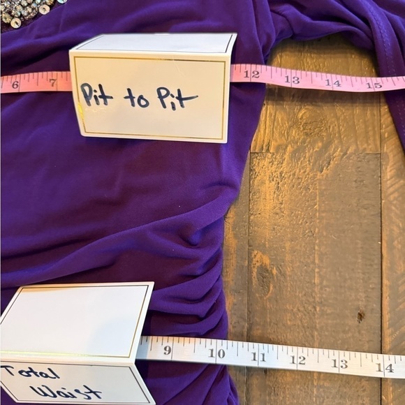 Jodi Kristopher purple  formal cocktail one shoulder mini dress size 5 - Picture 5 of 7